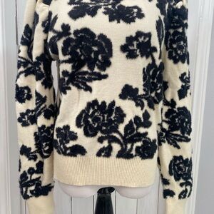 Flying Tomato Cream and Black Floral Sweater NWOT